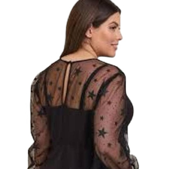 Torrid Black Star Sheer Puff Sleeve Blouse Size 2X - Picture 11 of 11